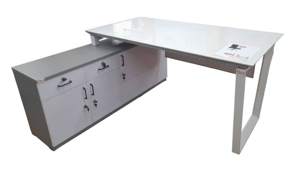 L Shaped Executive Table with Marble Top DF - 503 - Image 4