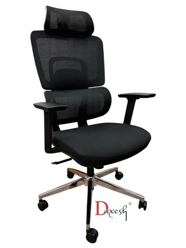 "Ergonomic office chair with mesh back and adjustable height"
