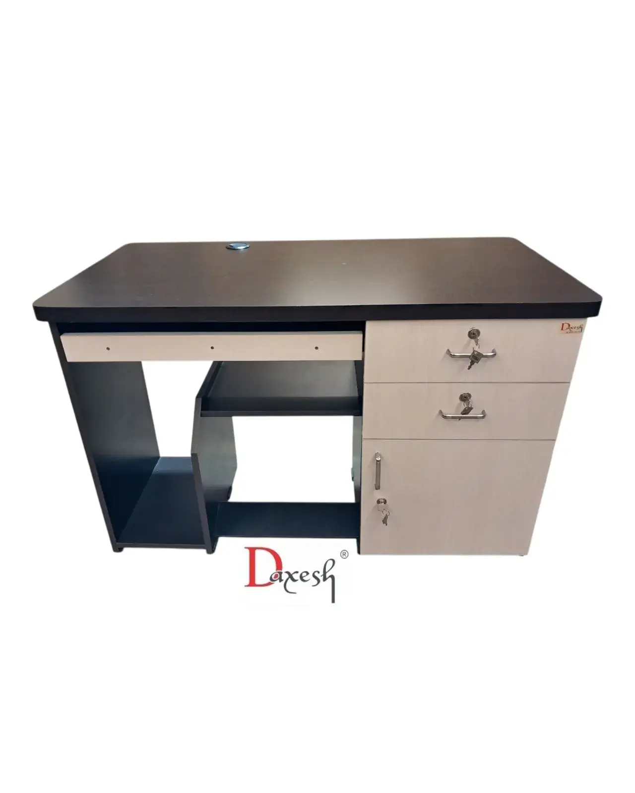 "Front view of computer desk."