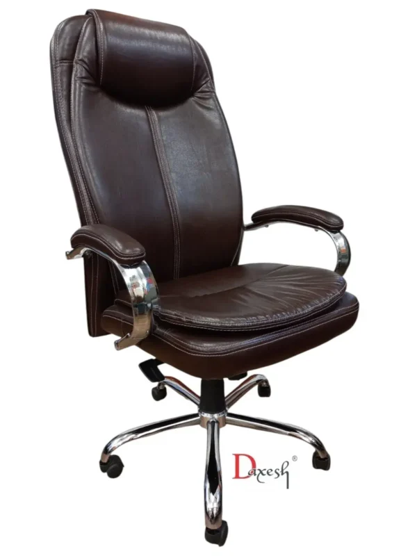 "Side view of brown boss chair."