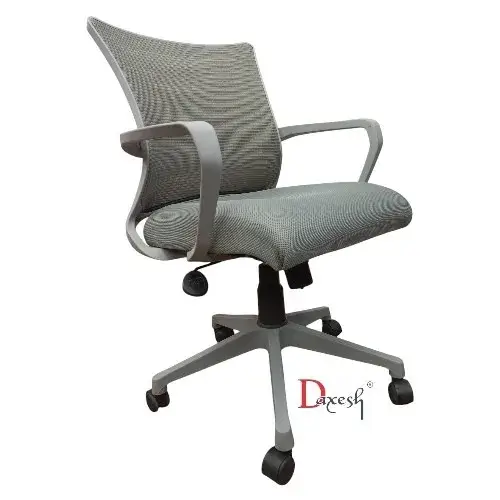 "Side view of grey zigzag chair."