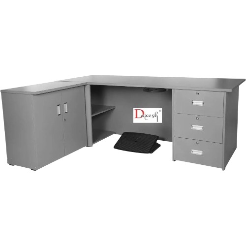L Shape Office Table with Storage
