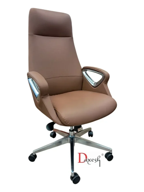 "Ergonomic leatherette office chair with padded backrest."