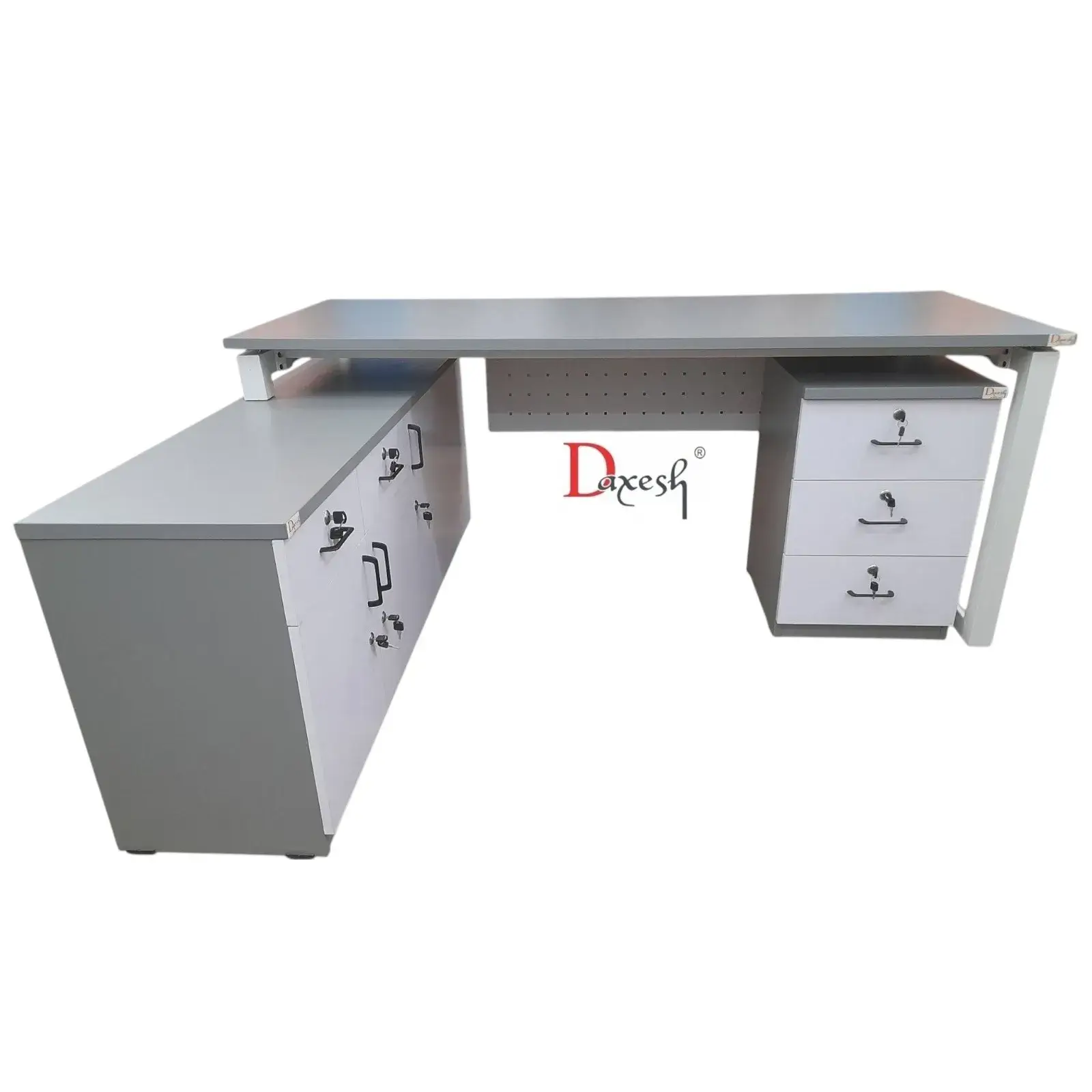 "Inner view of executive desk."