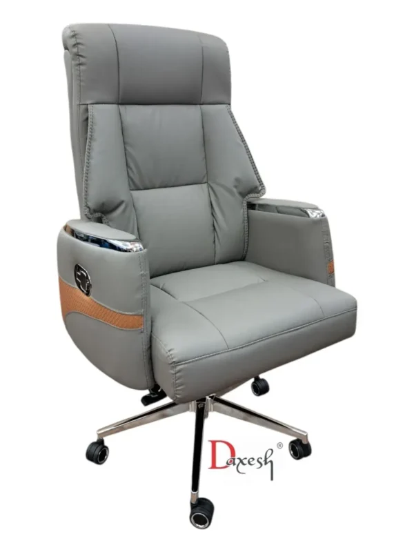 "Ergonomic recliner office chair with padded backrest."