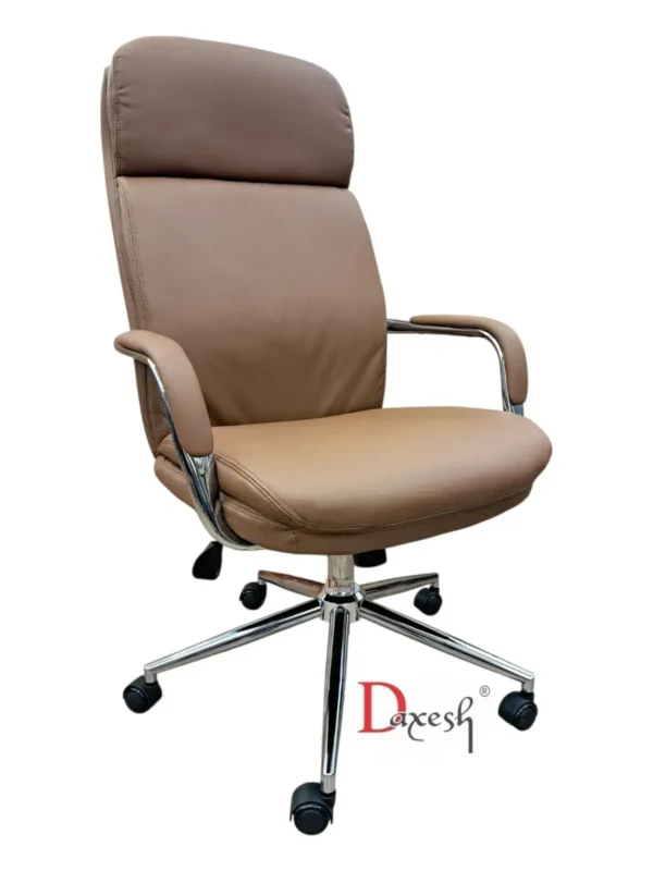 "Side view of sleek tan color office chair."